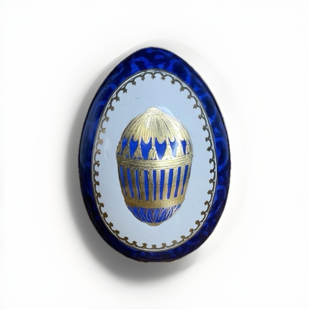 SALE! WAS 40. VTG TOYO DESIGNED BY RAYMOND WAITES FABERGE EGG  BLUE/GOLD